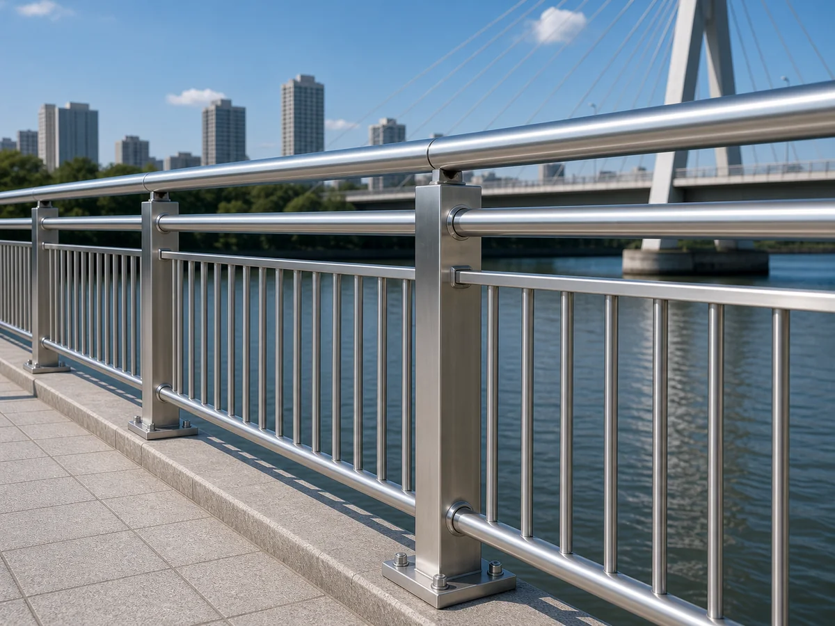 Stainless steel bridge railing product visualization