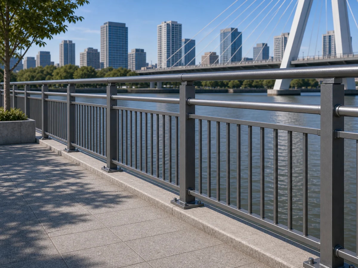 Pedestrian bridge railing product visualization