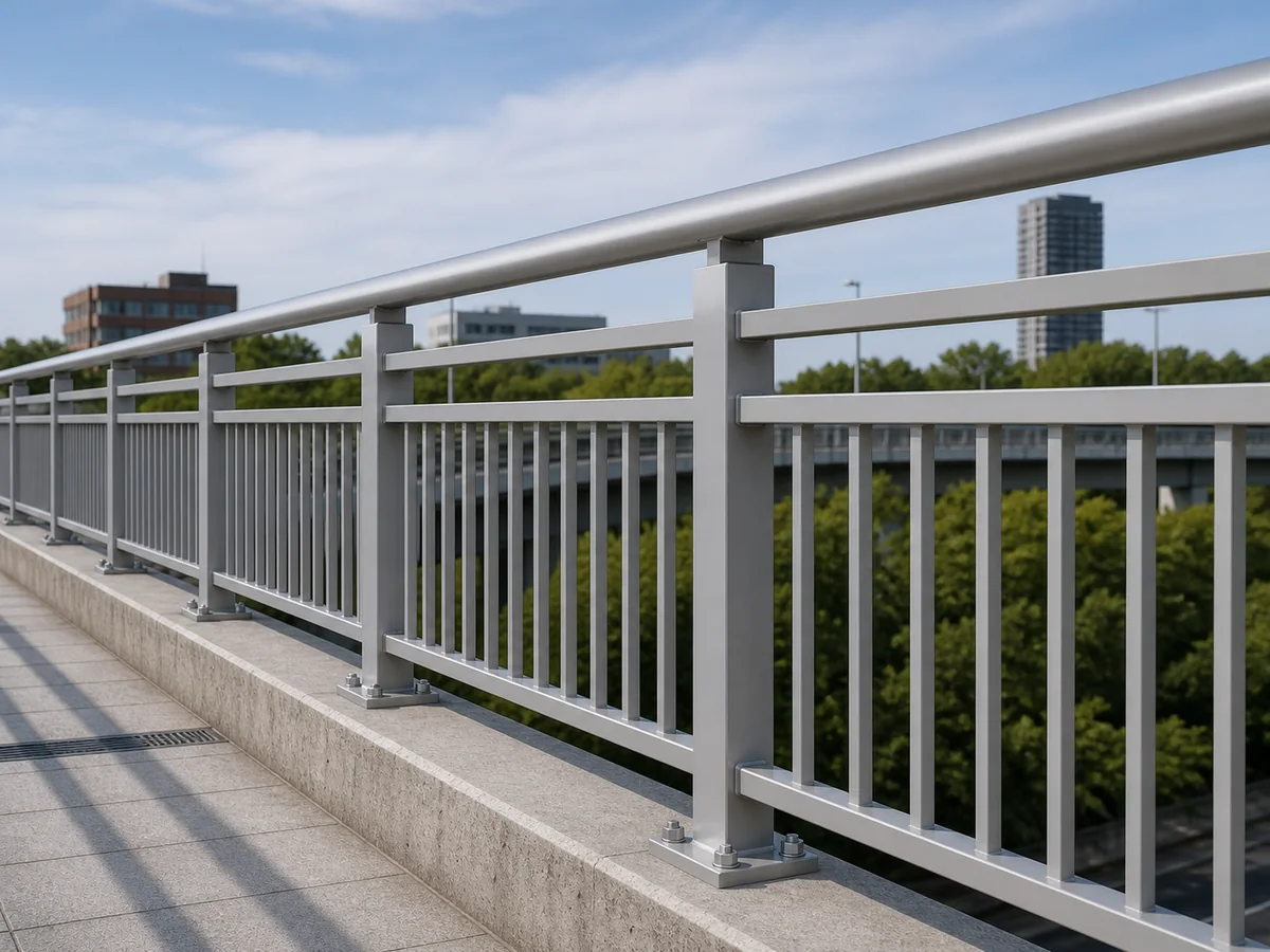 Pedestrian parapet railing product visualization