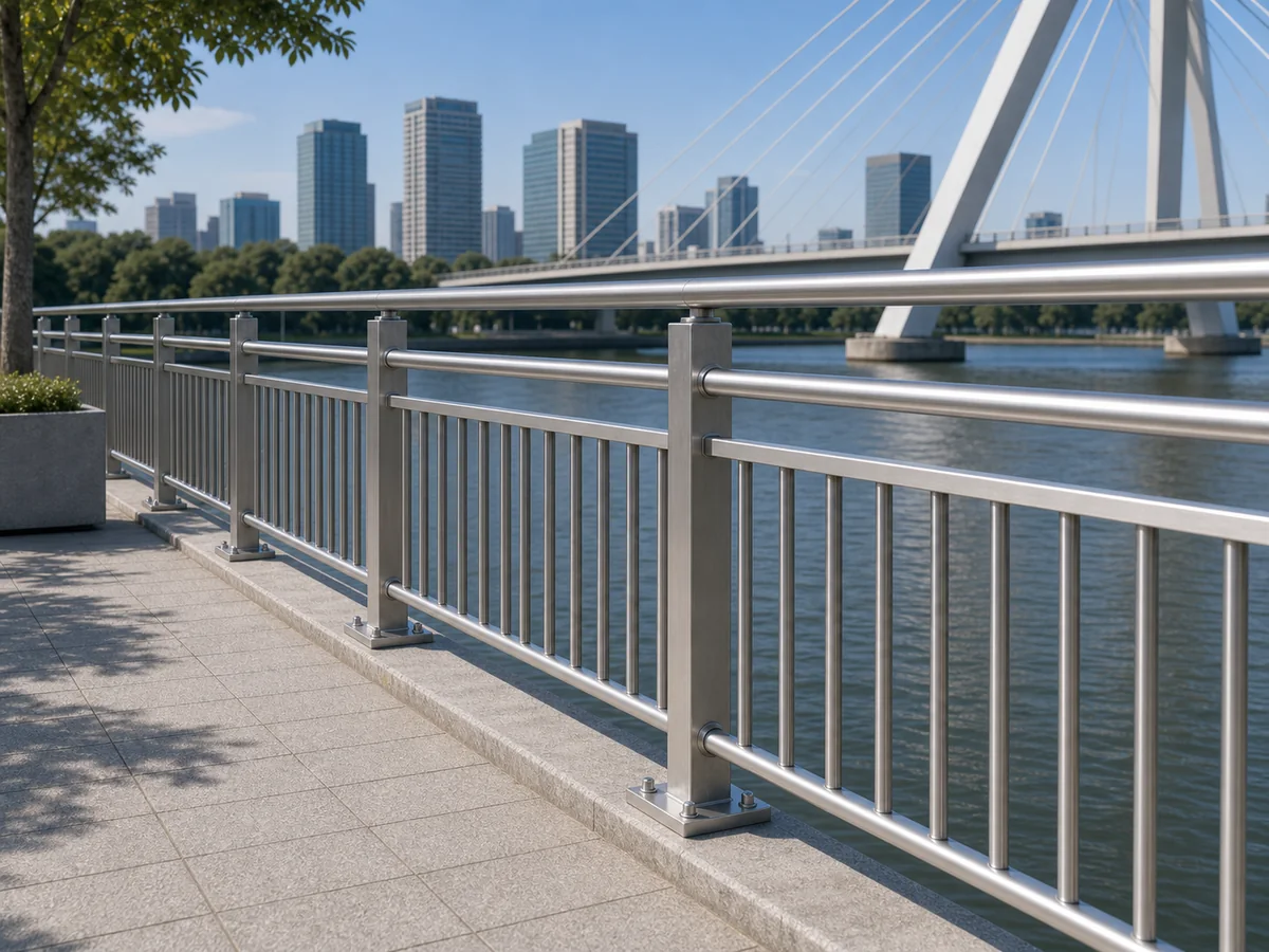 Aluminum and stainless infrastructure railing visualization