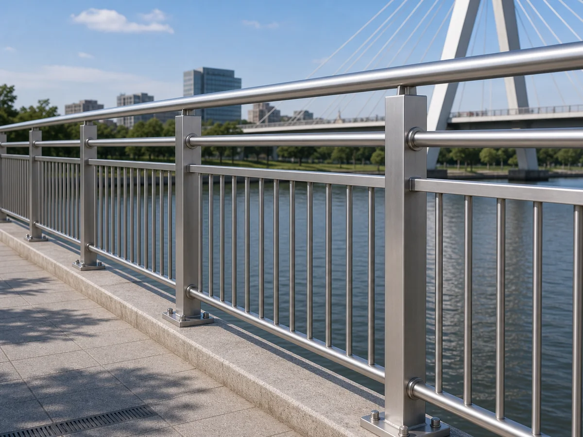 Pedestrian bridge and public railing visualization