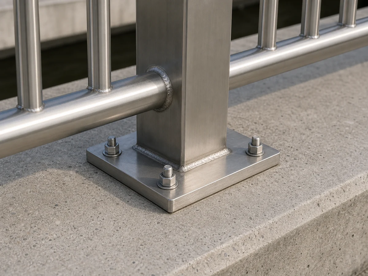Bridge barrier base plate and anchor detail
