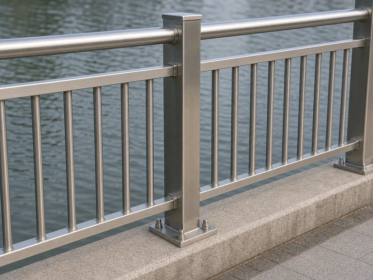 Waterfront railing base connection detail