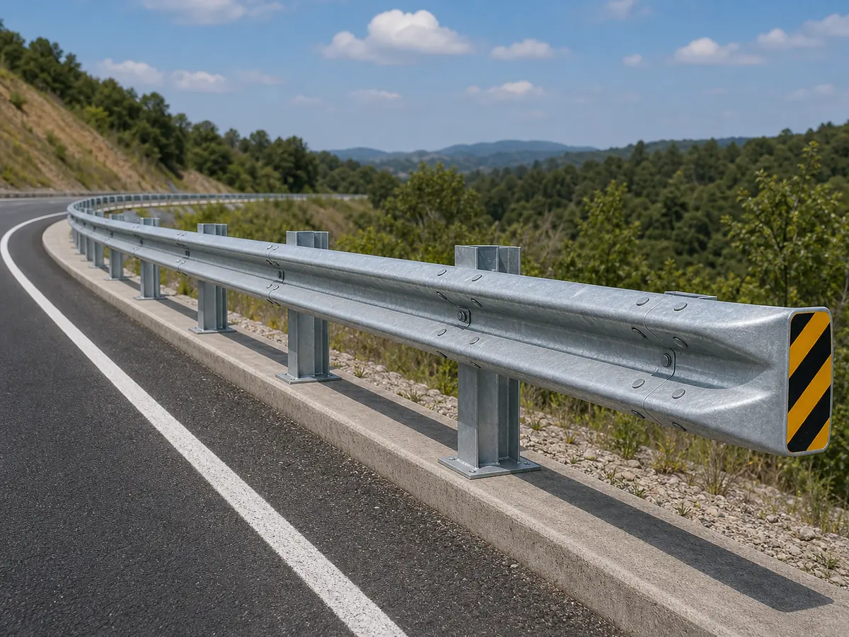 W-beam highway guardrail visualization